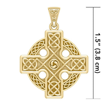 Celtic Cross Triskele Solid Gold Pendant GTP477 - Jewelry